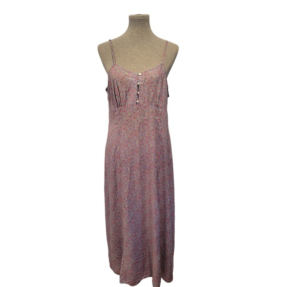 Vintage Cristin Stevens Med 1990s Blue Floral Babydoll Cottage‎ Midi Slip Dress - Picture 1 of 9